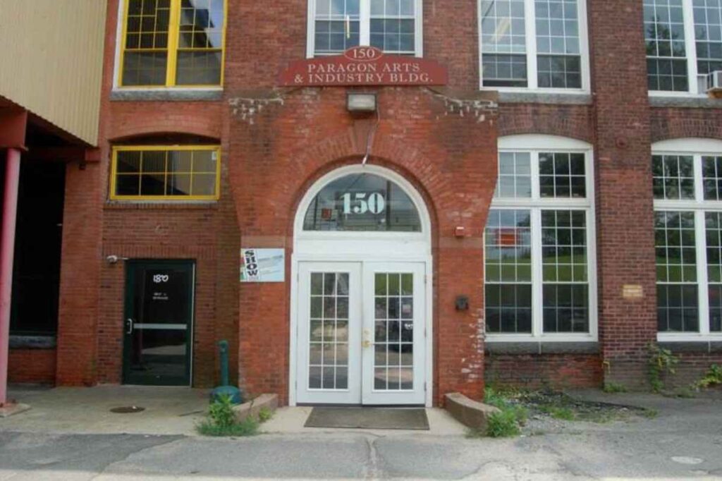 Exterior of the Paragon Arts & Industry building, home of SHOW Circus Studio in Easthampton, Massachusetts